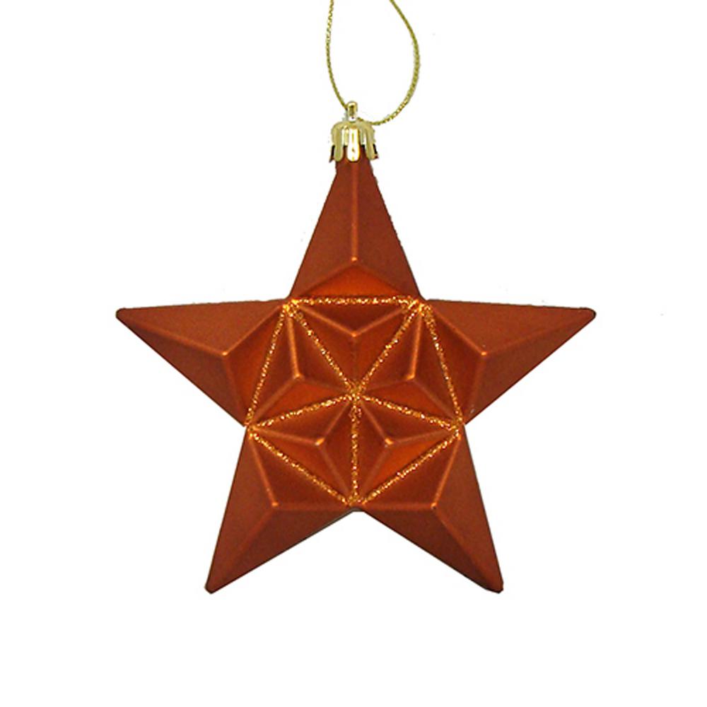 Matte Burnt Orange Glittered Star Shatterproof Christmas Ornaments 12 Count Matte Burnt Orange Glittered Star Shatterproof Christmas Ornaments 12 Count