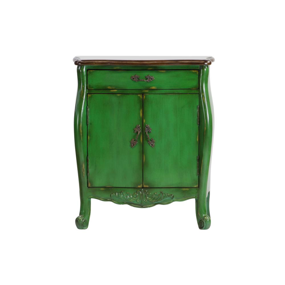 Hand Painted 1 Drawer Distressed Green Accent Chest Dws 375 The