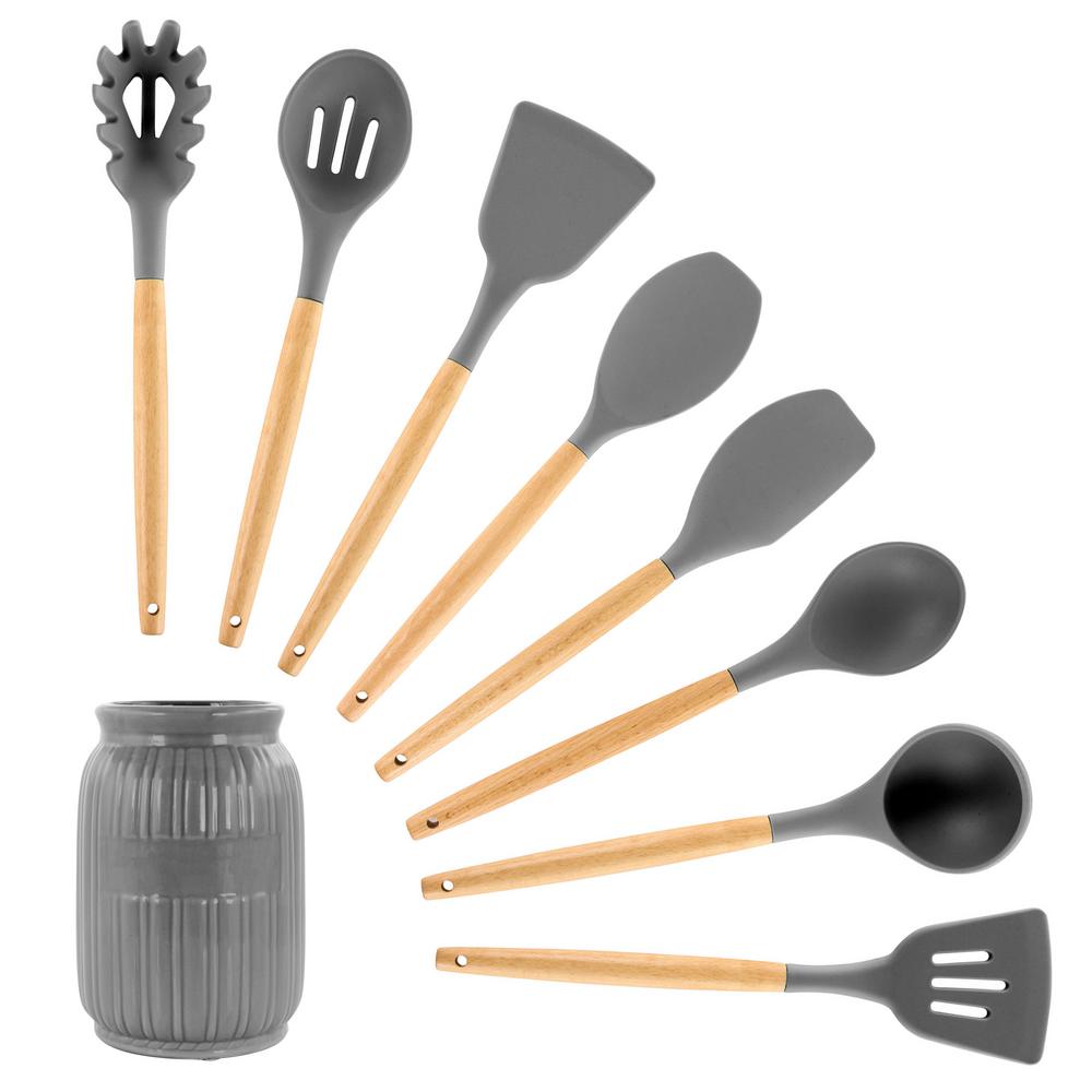 gray cooking utensils