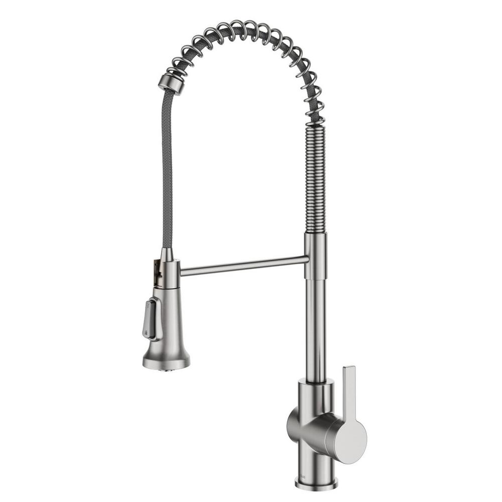Kraus Britt Commercial Style Pull-Down Single Handle Kitchen Faucet in Spot Free Stainless Steel