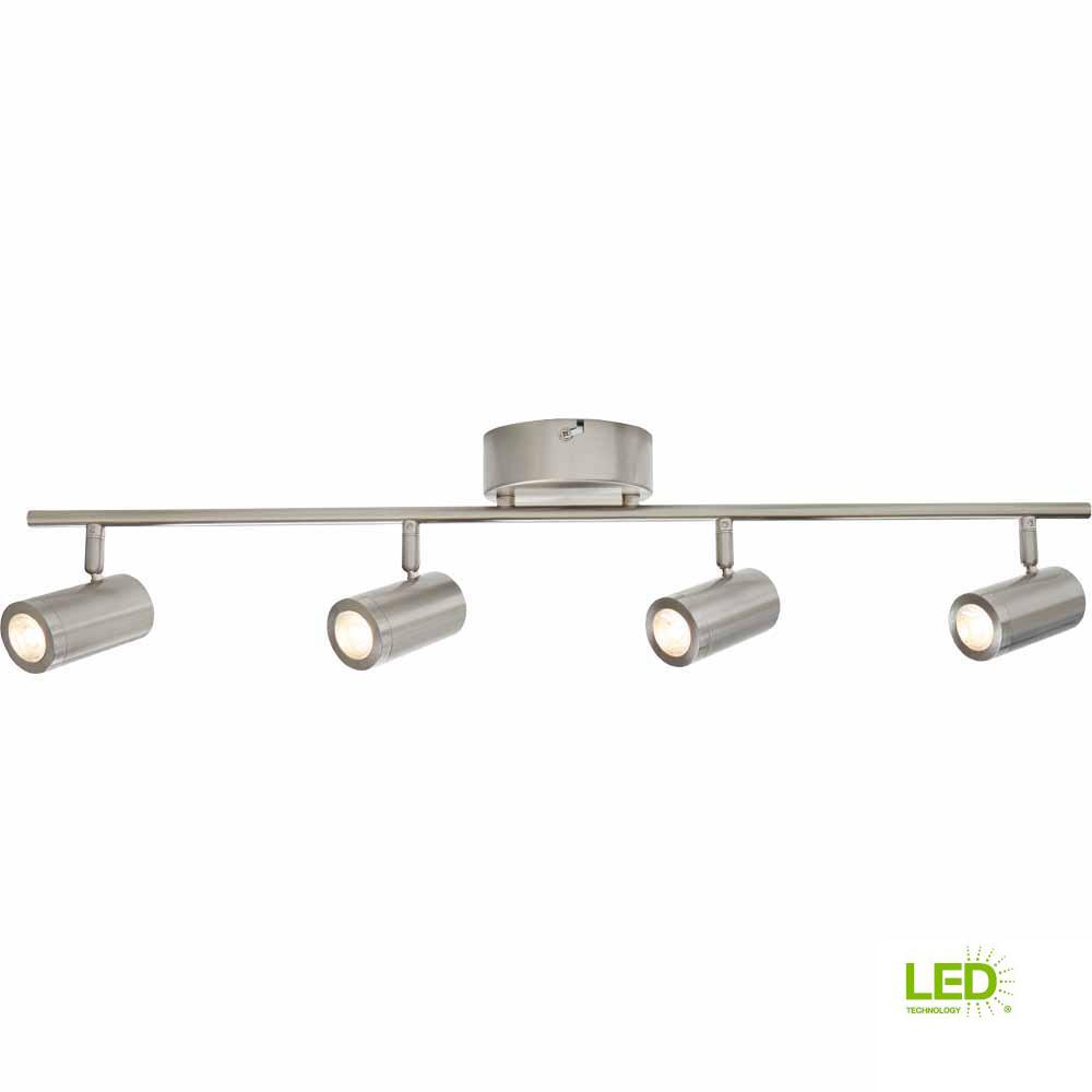 Hampton Bay 2 47 Ft 4 Light Brushed Nickel Integrated Led Track 4 Light Brushed Nickel Integrated Led Track Lighting Kit