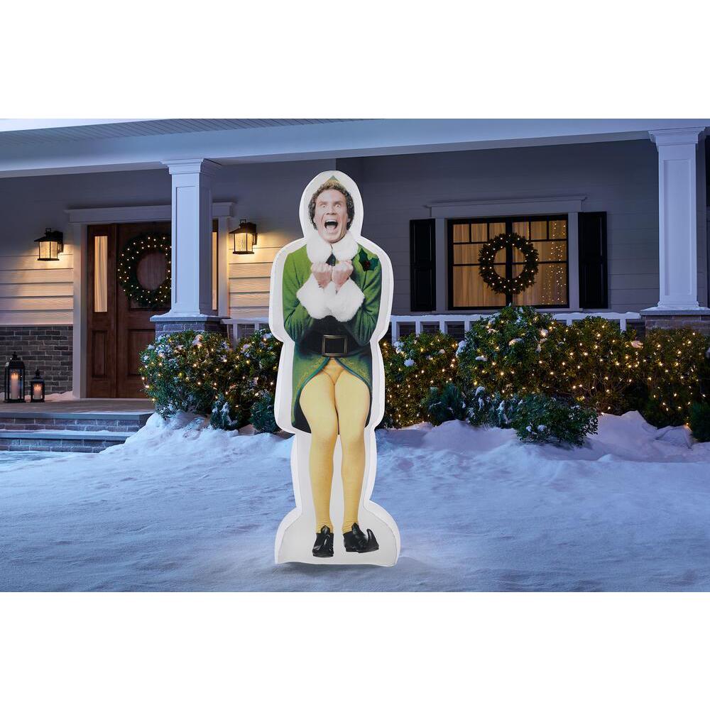 Warner 6 Ft Pre Lit Inflatable Excited Buddy The Elf Airblown Wb The Home Depot