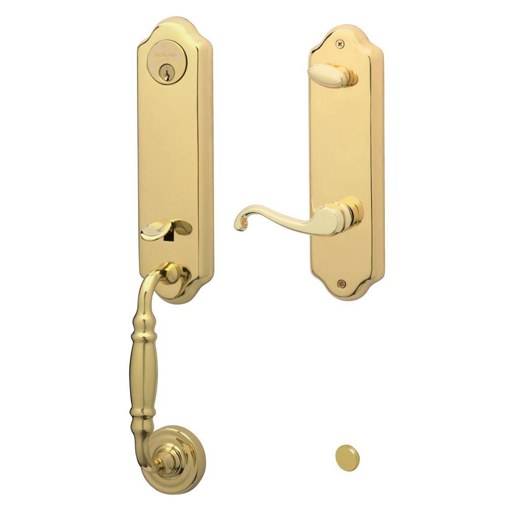 Schlage Florence Bright Brass Single Cylinder Deadbolt with Right Handed Callington Lever Door