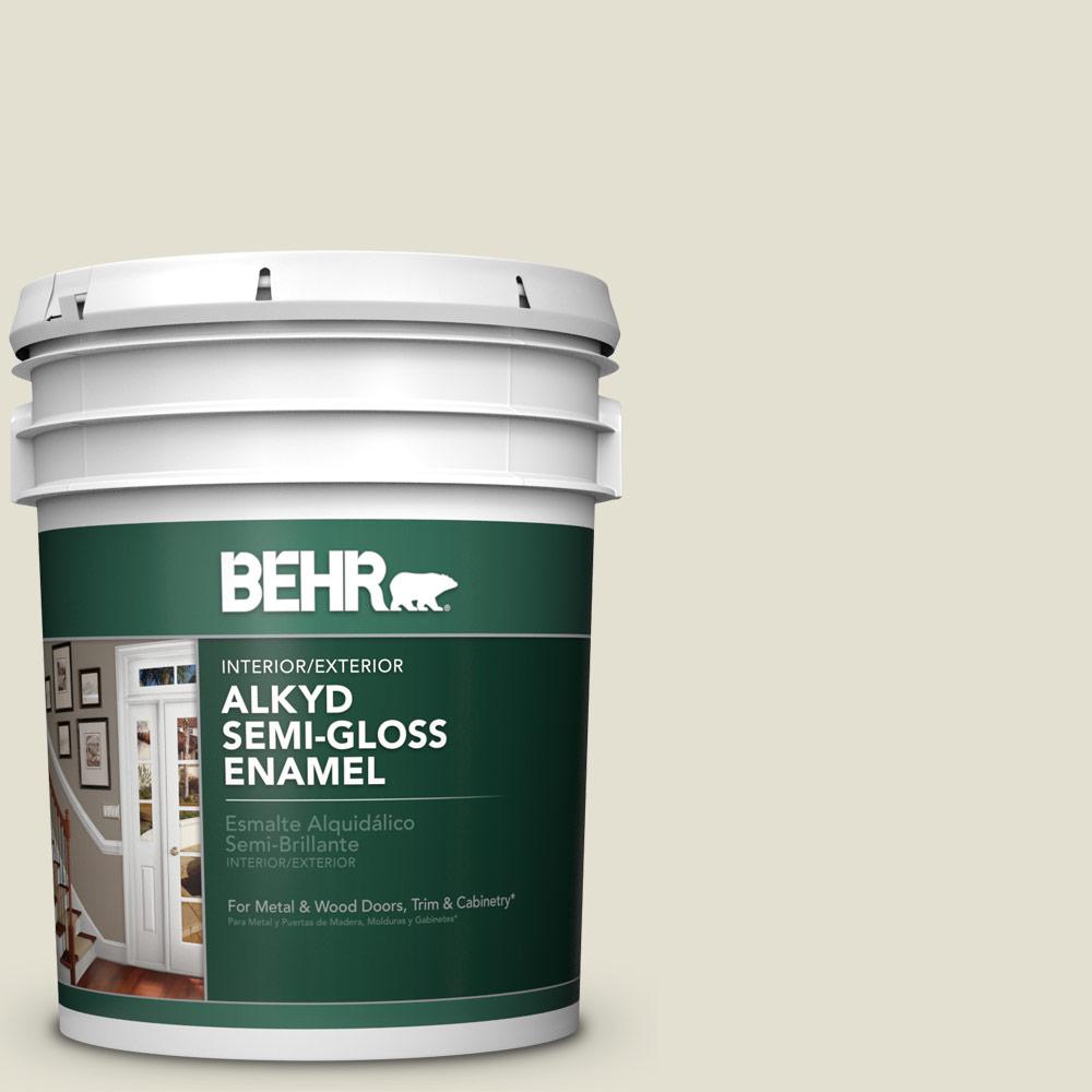 BEHR 5 gal. #400E-2 Turtle Dove Semi-Gloss Enamel Alkyd ...