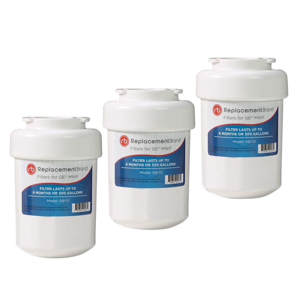 ReplacementBrand Refrigerator Water Filter Comparable to GE MWF (3Pack
