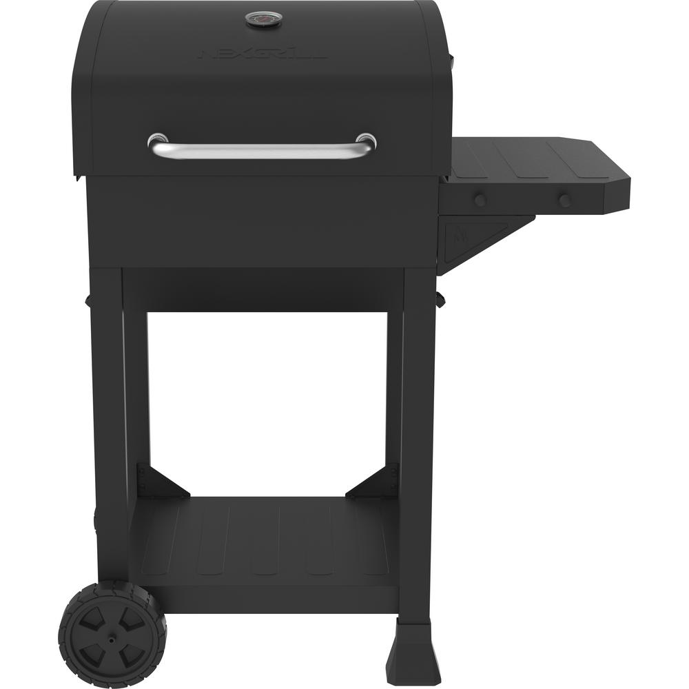 Nexgrill Cart-Style Charcoal Grill in Black with Side Shelf