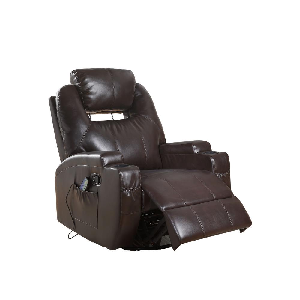 Noble House Alianna Classic Dark Brown Leather Gliding Swivel Recliner