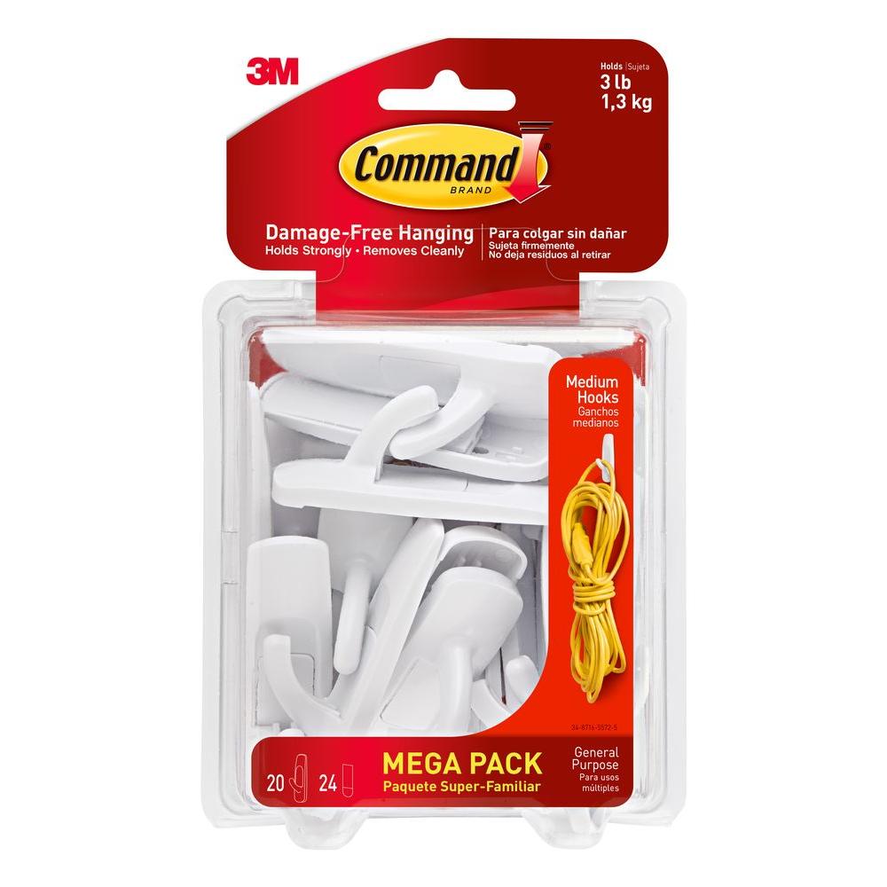 Command White Small Utility Hook (24Hook/28Strip per Pack)17002MPES