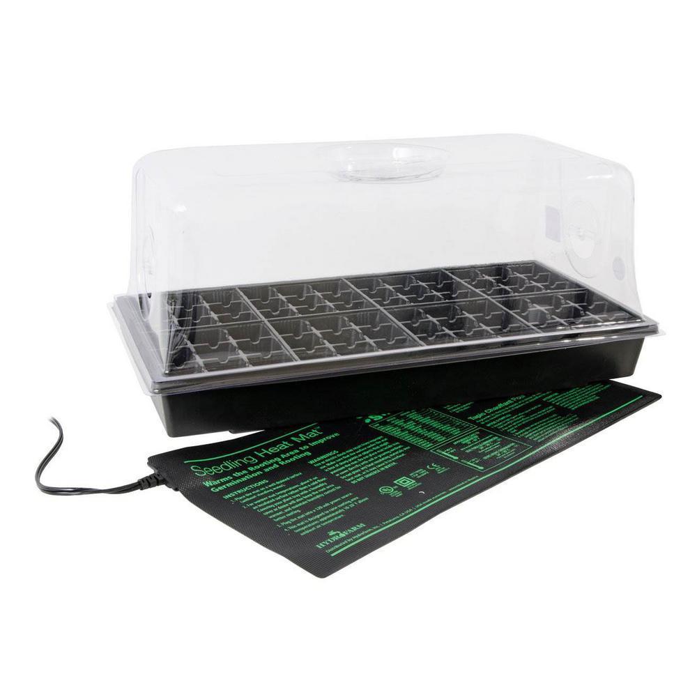 Seed Starter Tray Hot House With Heat Mat Hydroponic Hydrofarm Plant Grow