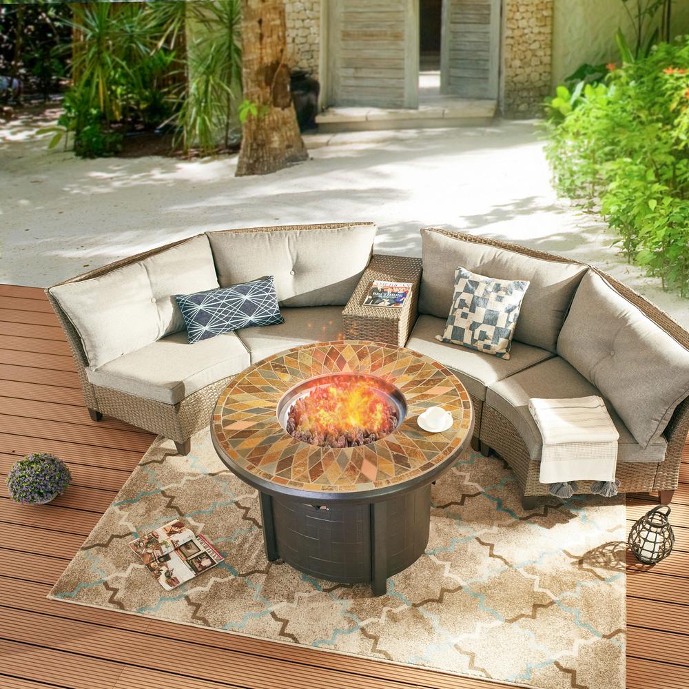 Patio Festival 6 Piece Wicker Patio Fire Pit Seating Set With Gray