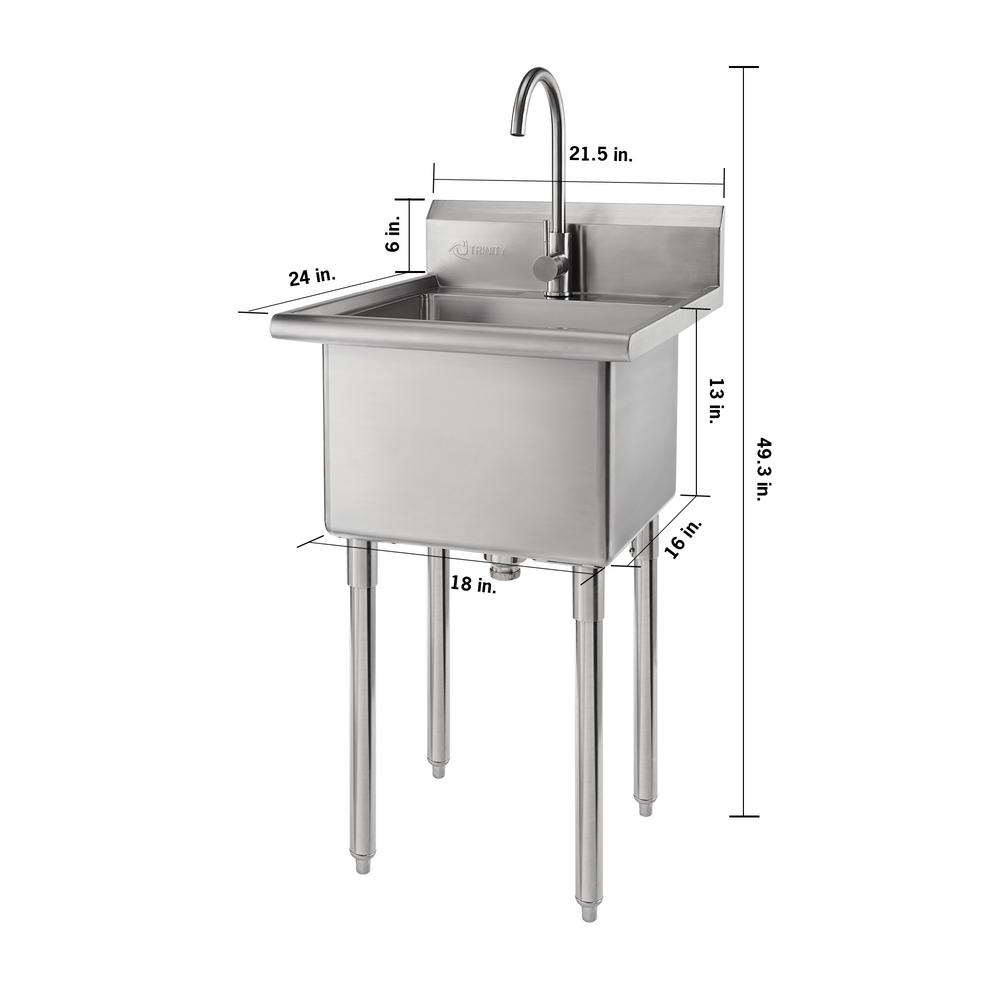 Trinity 21 5 In W X 24 In D X 49 3 In H Stainless Steel Utility Sink Tha 0303 The Home Depot