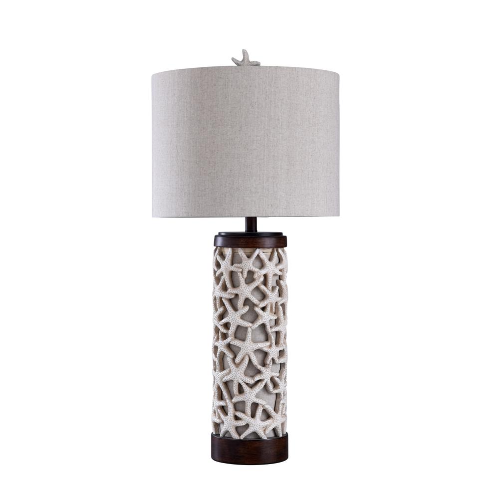 Stylecraft 34 In Sand S Bronze Table Lamp With White Styrene Shade