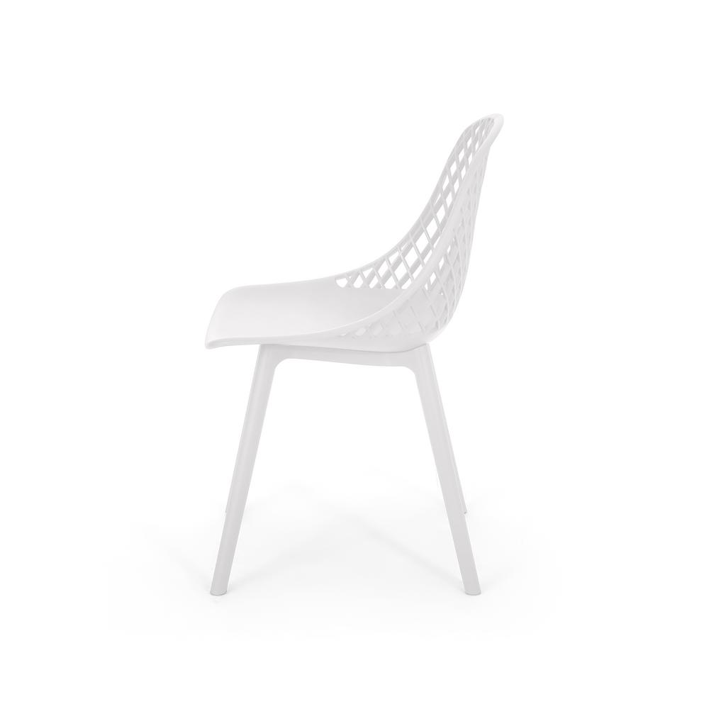 Noble House Lily White Plastic Outdoor Dining Chair 2 Pack 81806 The Home Depot