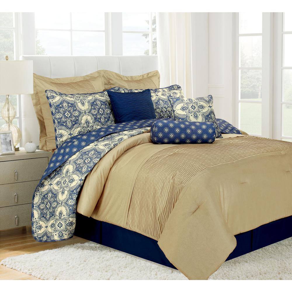Patina Blue King Microfiber 10-Piece Comforter Set ...
