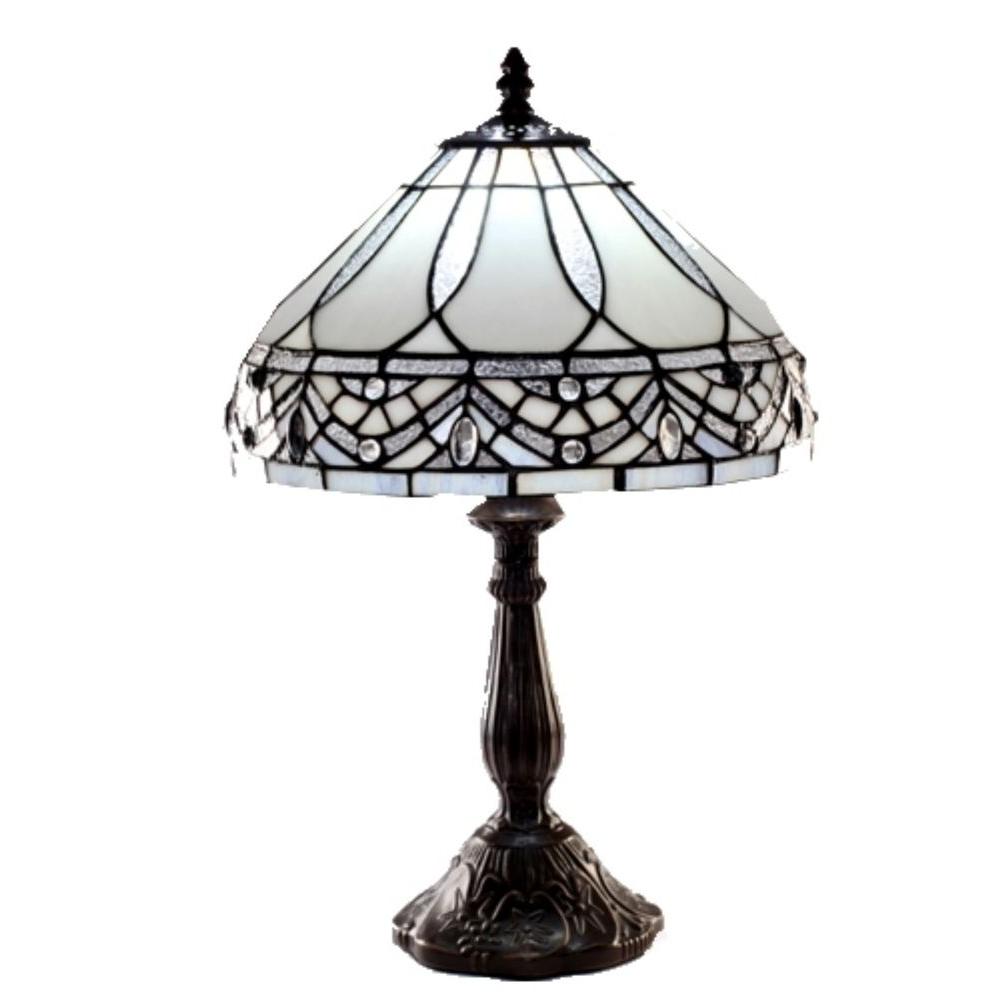 Warehouse Of Tiffany Lamps Lighting The Home Depot White Jewels 19 In Bronze Stained Glass Table Lamp