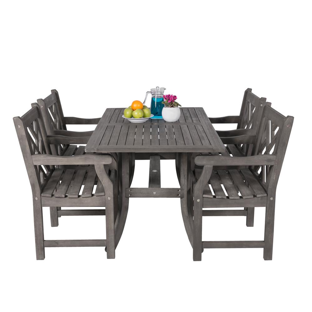 Vifah Renaissance Acacia 5 Piece Patio Dining Set With 32 In W