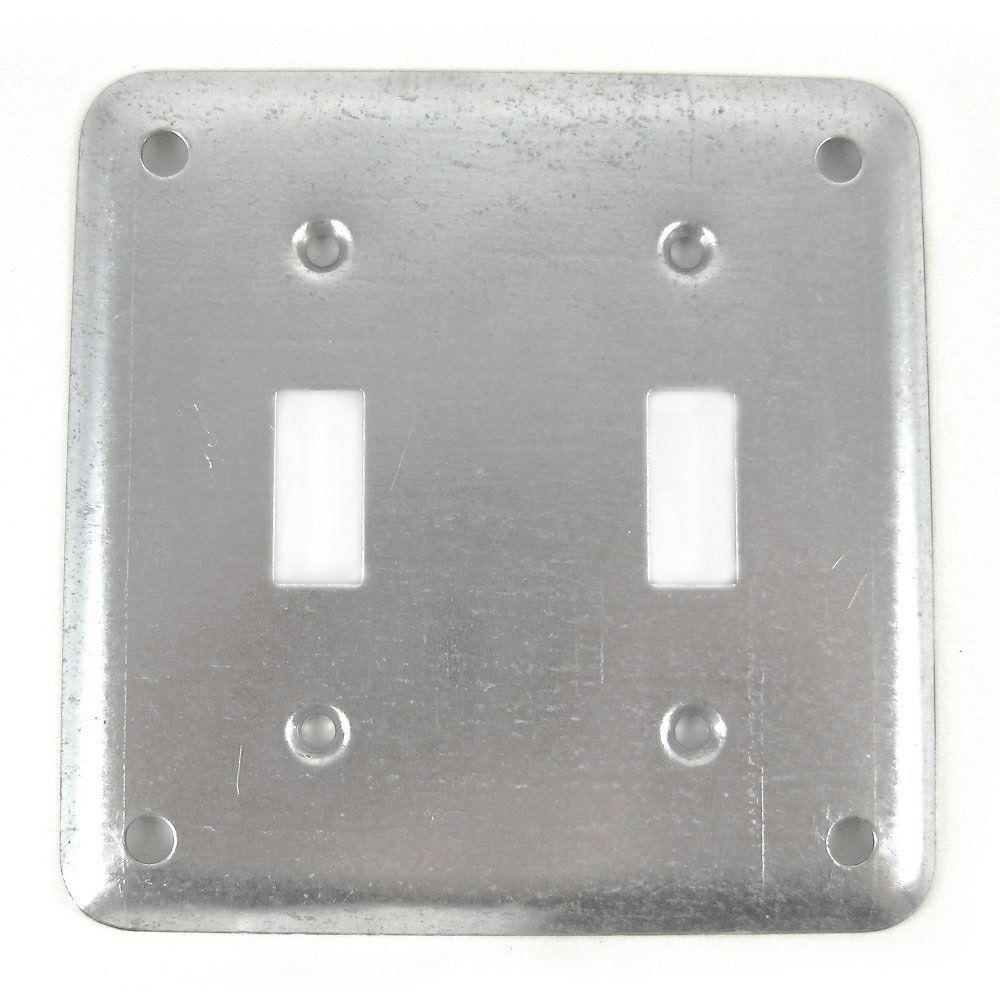 Steel City 2 Gang 4 In Square Electrical Box Cover For 2 Toggle Switches 476 25r The Home Depot 6959