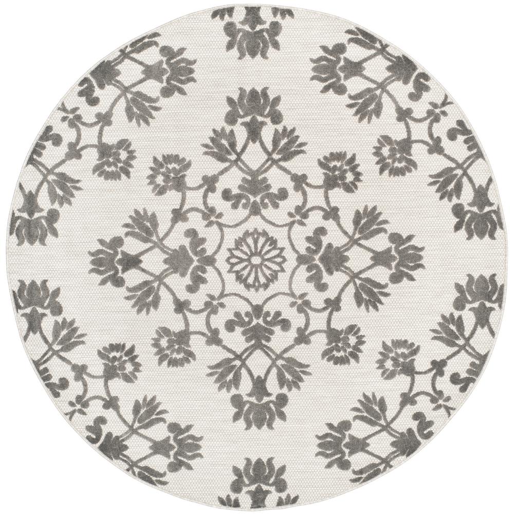 Safavieh Courtyard Gray/Cream 7 ft. x 7 ft. Indoor/Outdoor Round Area ...