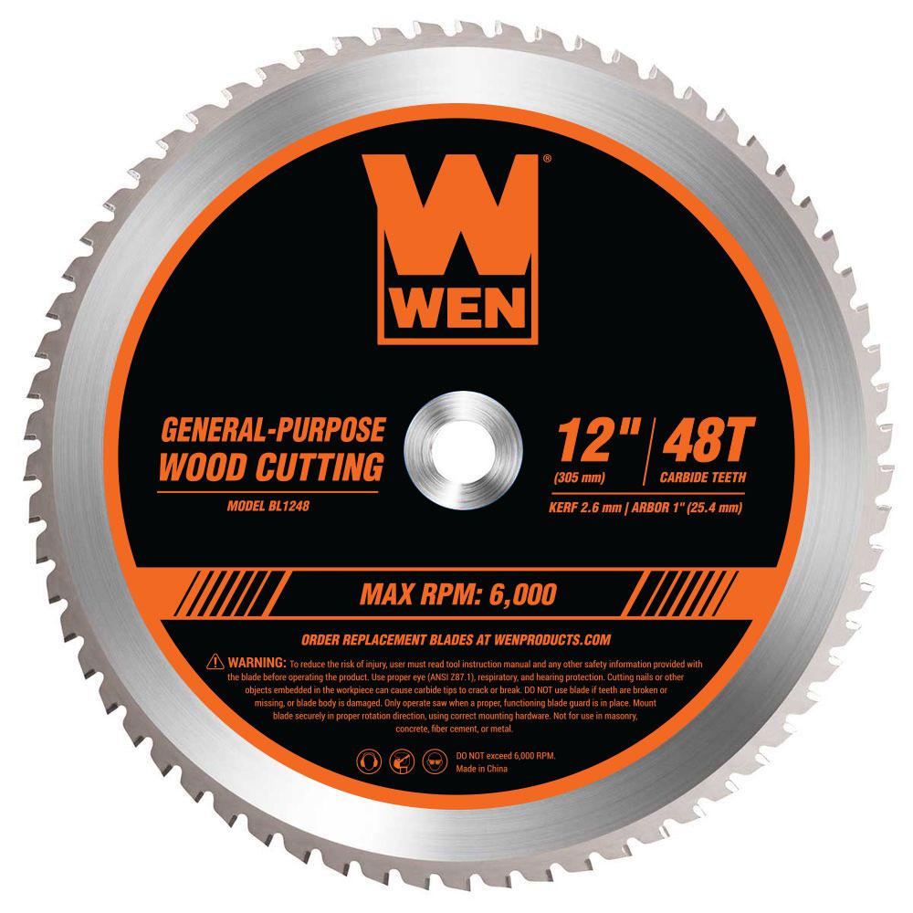 WEN 12 in. 48Tooth CarbideTipped Professional Woodworking Saw Blade