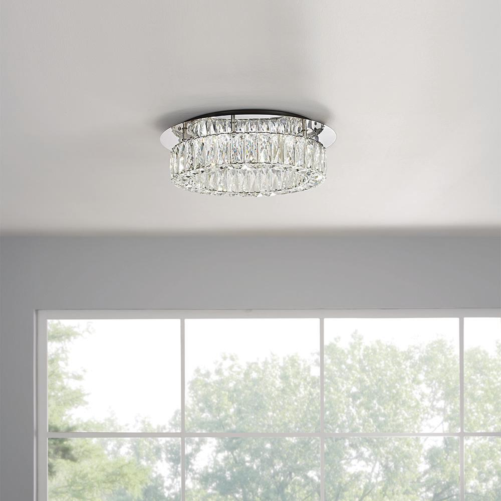 Home Decorators Collection Keighley Crystal 100 Watt Polished Chrome Integrated Led Flush Mount Cp 25117 The Depot - Led Crystal Semi Flush Ceiling Light