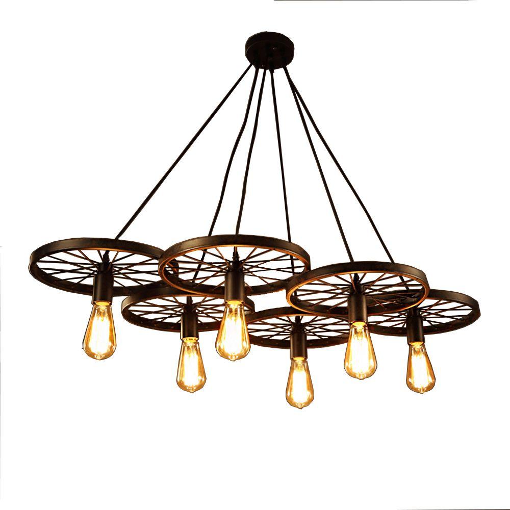 Warehouse Of Nathaniel 6 Light Black Edison Chandelier Warehouse Of Nathaniel 6 Light Black Edison Chandelier With Bulbs