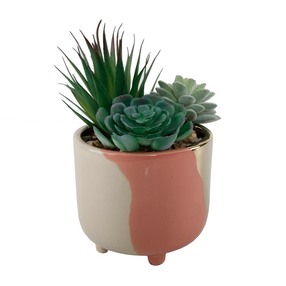 Cactus Artificial Echeveria Succulent Pick 6.25 Inches Tall Orange