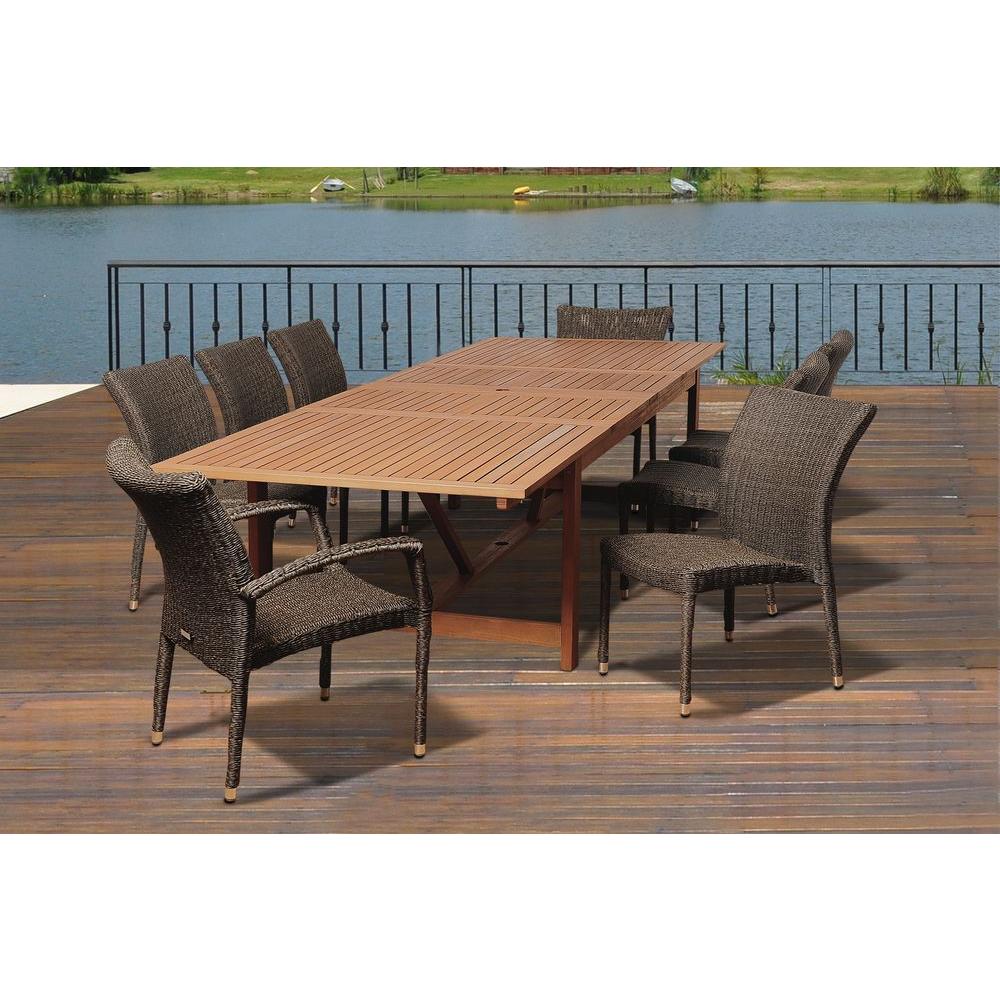 Amazonia Lewis 9Piece Eucalyptus Extendable Rectangular Patio Dining