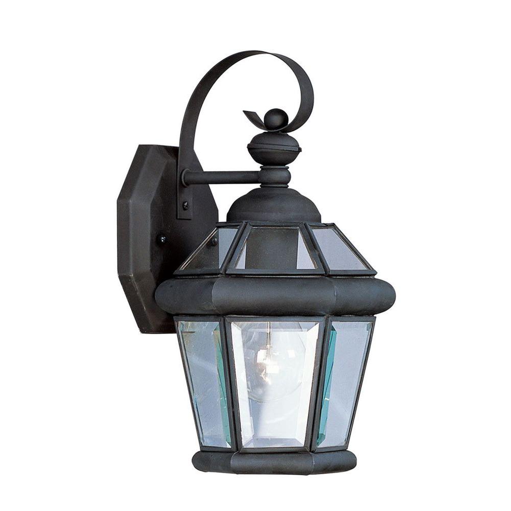 Livex Lighting WallMount 1Light Black Outdoor Incandescent Lantern