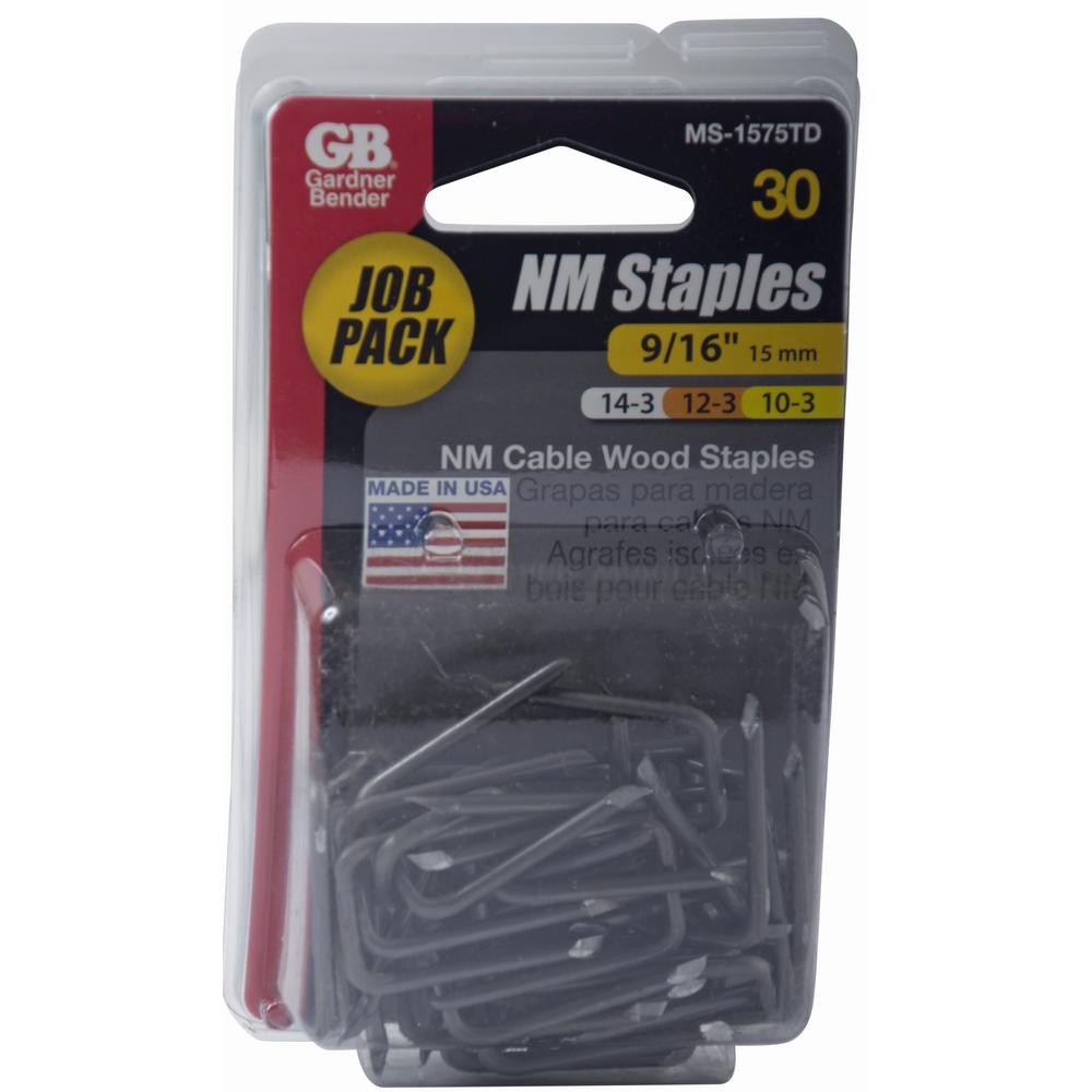 Secures Gardner Bender MS-1575TD Metal Cable Staple 9//16/" Romex Wire and NM