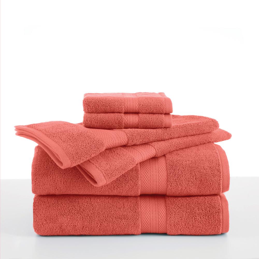 Martex Abundance 6Piece Cotton Blend Towel Set in Coral 079465026979