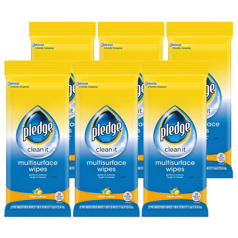 UPC 046500011795 product image for Pledge 25-Count Fresh Citrus Multi-Surface Disinfecting Wipes (6-Pack) | upcitemdb.com