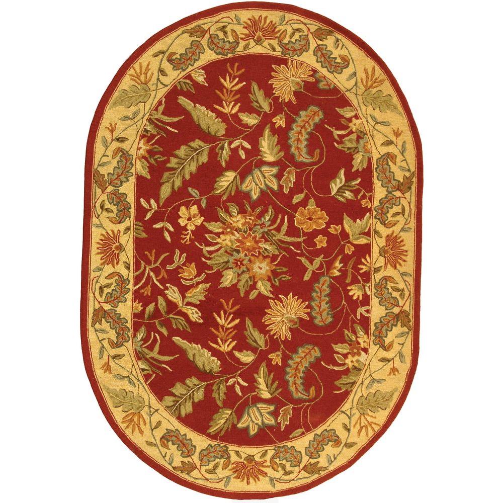 Safavieh Chelsea Red 4 ft. 6 in. x 6 ft. 6 in. Oval Area RugHK141C5OV
