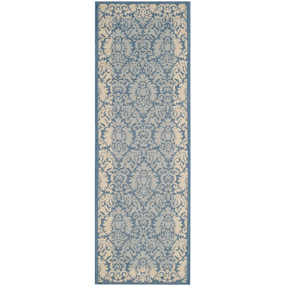 Safavieh Courtyard Blue/Natural 2 ft. 3 in. x 14 ft. Indoor/Outdoor