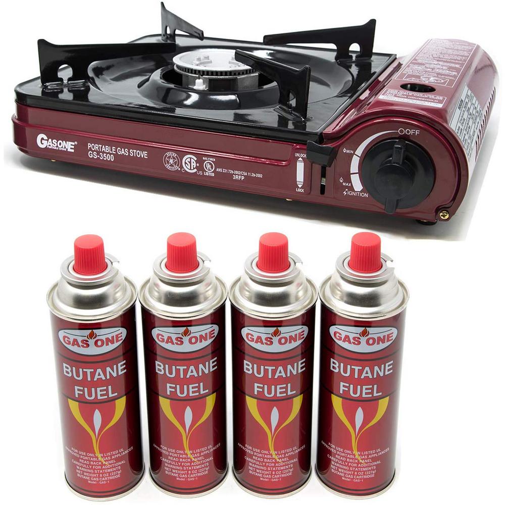 GASONE Camp Stove and Butane Fuel (4Piece Bundle)GS3500B+GAS14