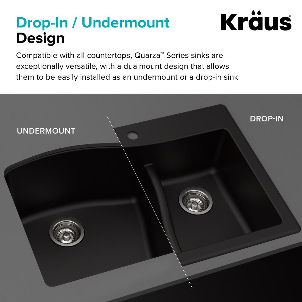 Black Xuanyue 30 Commercial Granite Drop In 60 40 Double Bowls Quartz Stone Kitchen Sink With Sink Drain Assembly And Dish Drying Racks Kitchen Bar Sinks Kitchen Sinks Emosens Fr