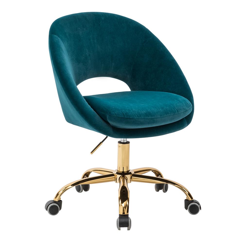 JAYDEN CREATION Savas Teal Velvet Swivel Task Chair CHM6075OTEAL The