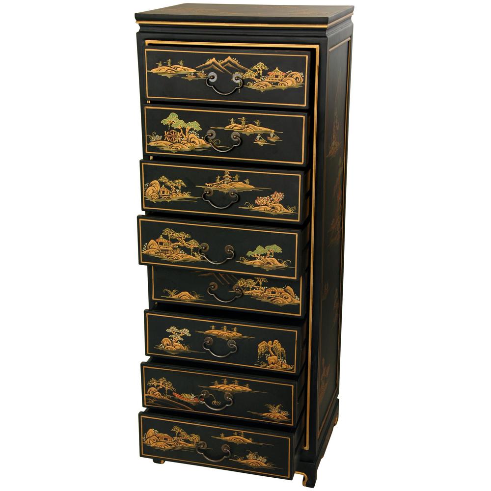 Oriental Furniture Oriental Furniture Black Lacquer Landscape