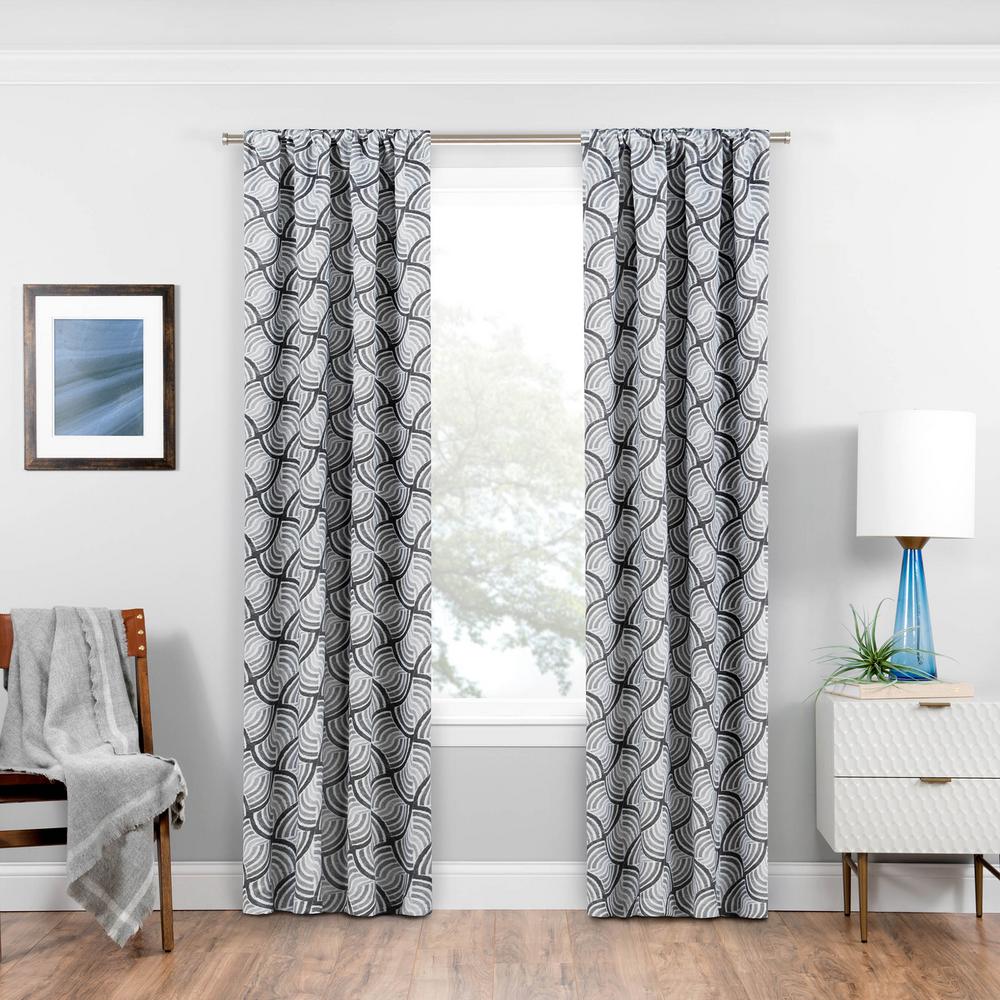 Eclipse Blackout Benchley 63 in. L Charcoal Rod Pocket Curtain