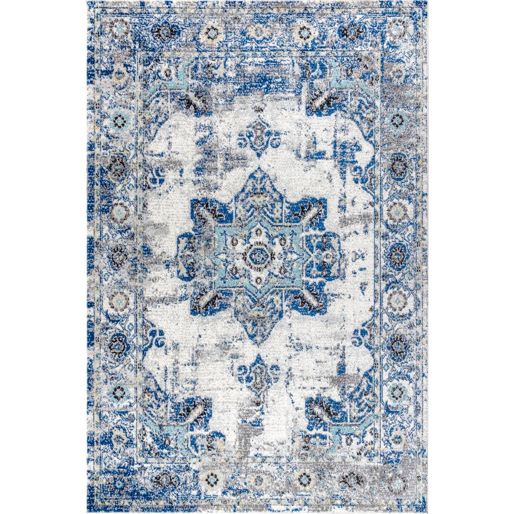 JONATHAN Y Modern Persian Boho Vintage Medallion Cream/Blue 8 ft. x 10 ft. Area Rug