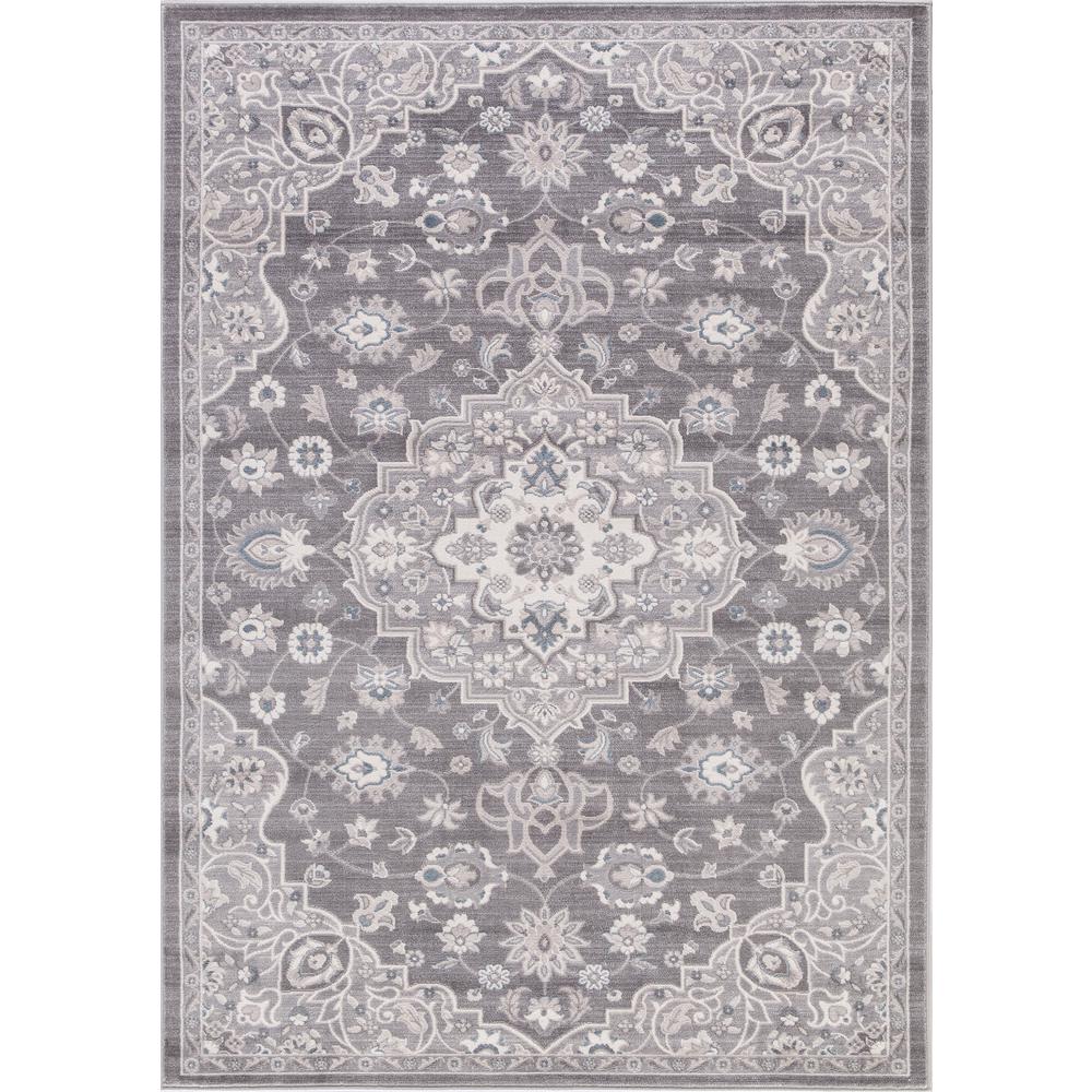 Concord Global Trading Lara Center Medallion Gray 7 ft. 10 in. x 10 ft