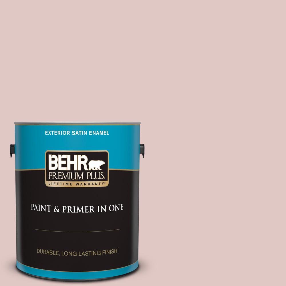 BEHR PREMIUM PLUS 1 gal. 160E2 Pink Water Satin Enamel Exterior Paint and Primer in One905001