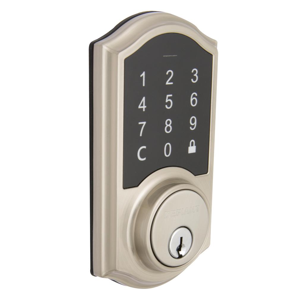 Defiant Castle Satin Nickel Keypad Deadbolt with Naples Keyed Entry