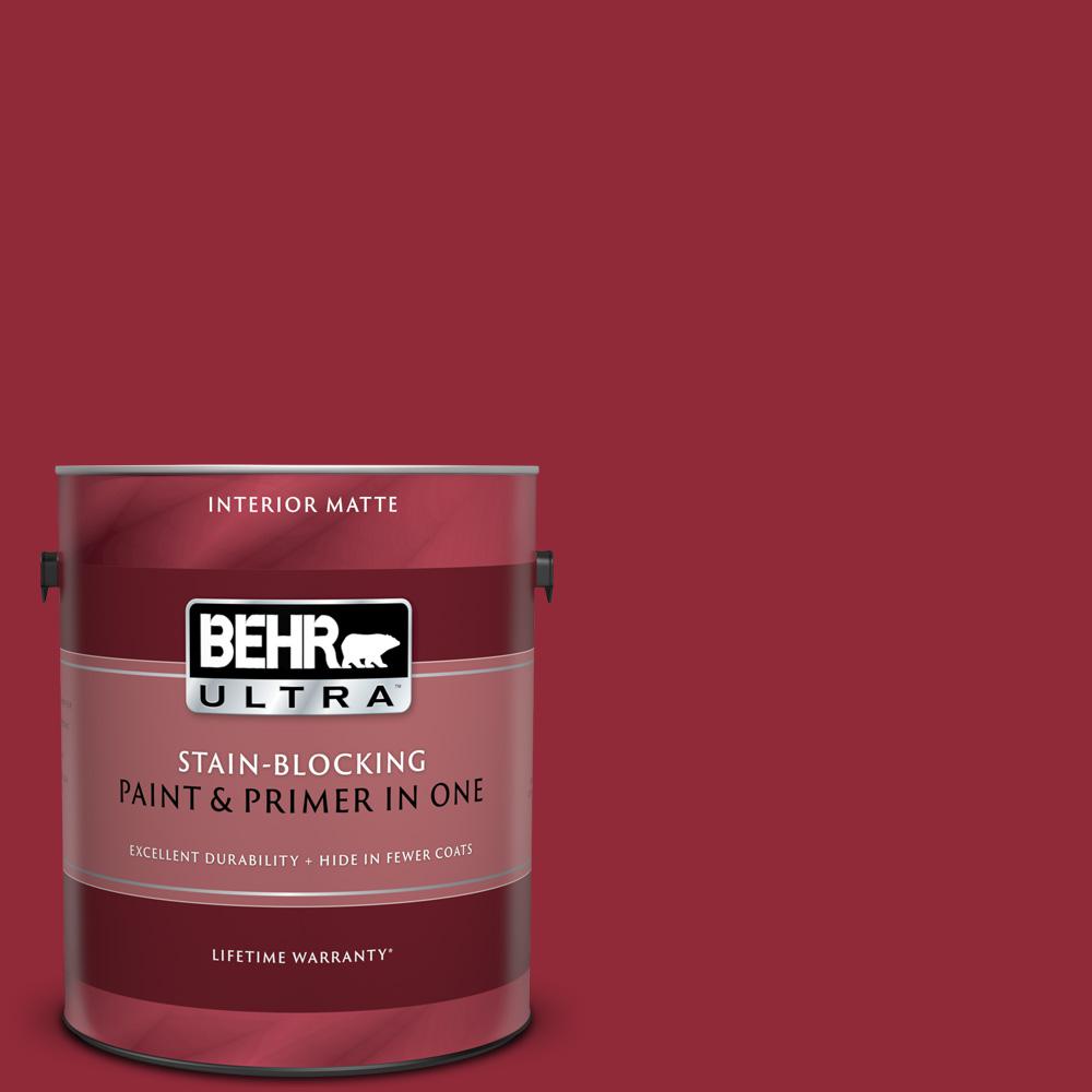Behr Ultra 1 Gal Ul100 6 Red Velvet Matte Interior Paint And