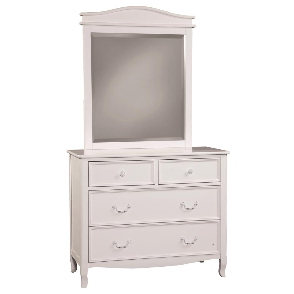 Emma 4 Drawer White Dresser And Mirror