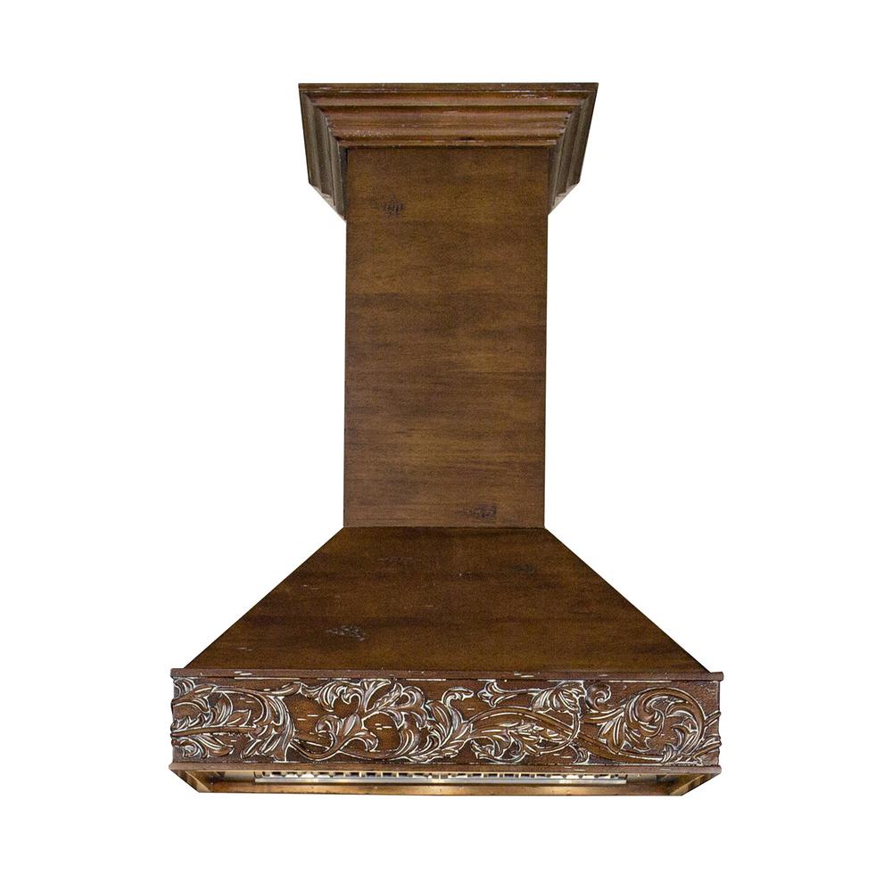 ZLINE Kitchen and Bath ZLINE 36 in. Wooden Wall Mount Range Hood in Walnut - Includes Motor