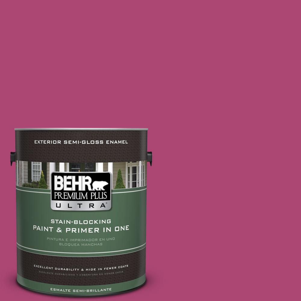 BEHR Premium Plus Ultra 1gal. 100B7 Hot Pink SemiGloss Enamel Exterior Paint585301 The