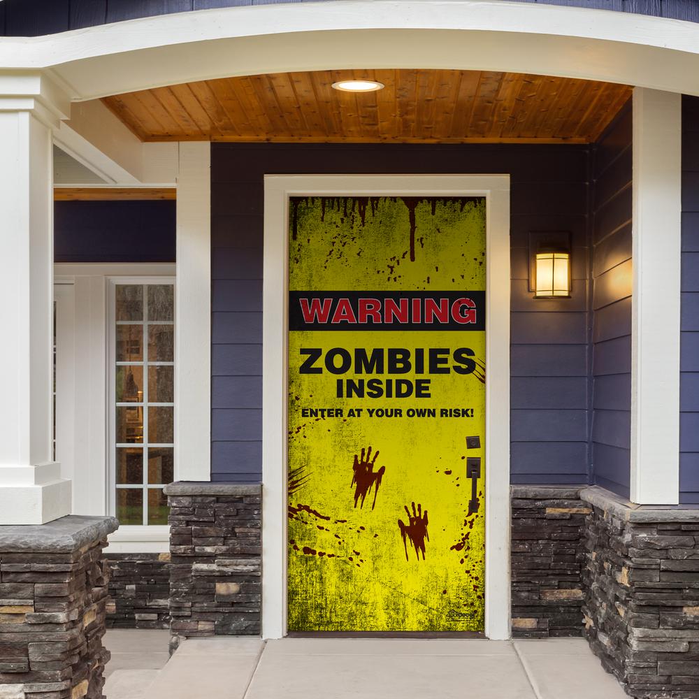 My Door Decor 36 In X 80 In Zombies Inside Halloween Front Door Decor Mural