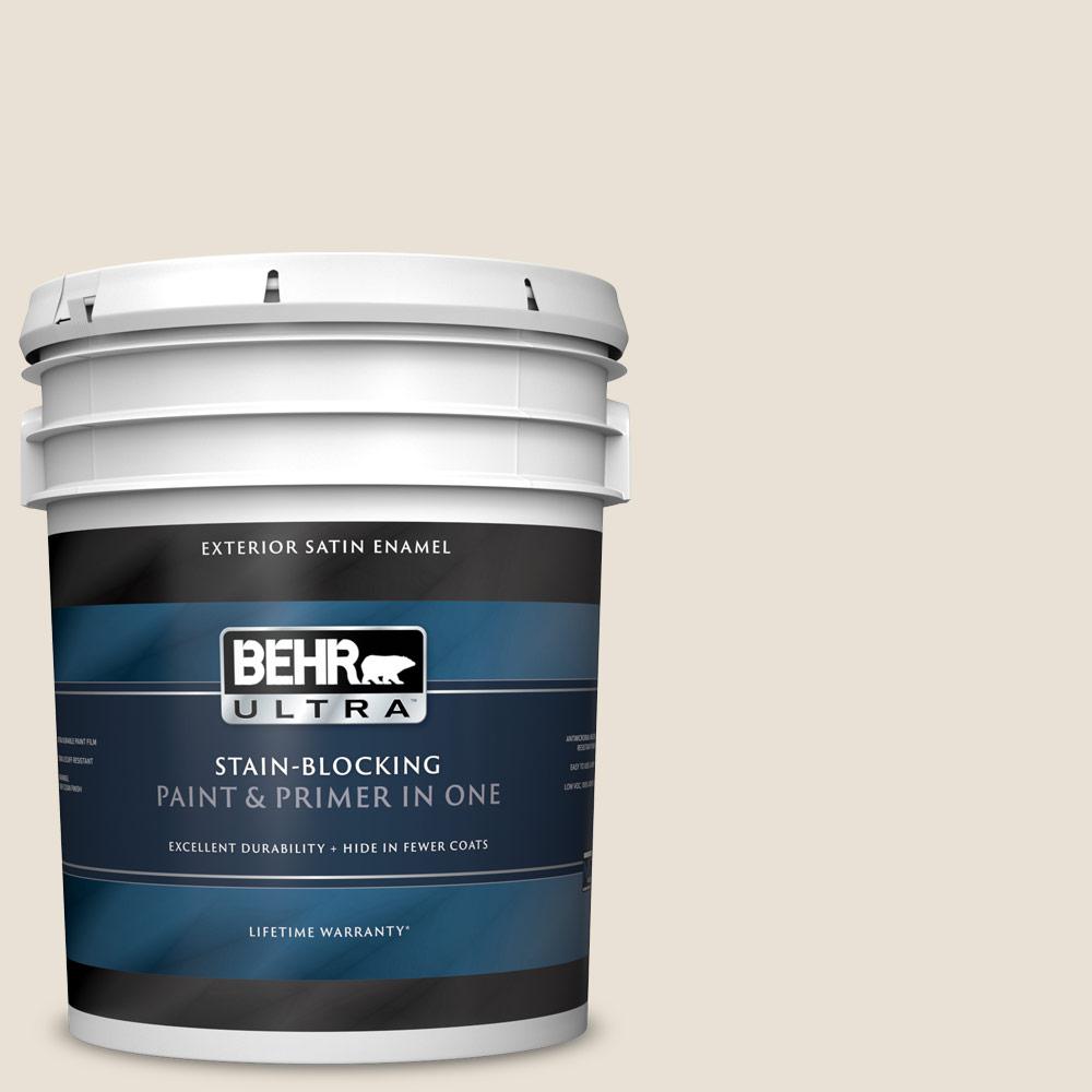 BEHR ULTRA 5 gal. BXC62 Alabaster Satin Enamel Exterior Paint and