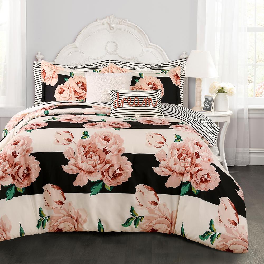 Full Queen Floral Comforter Set 3 Pieces Reversible Multi Color