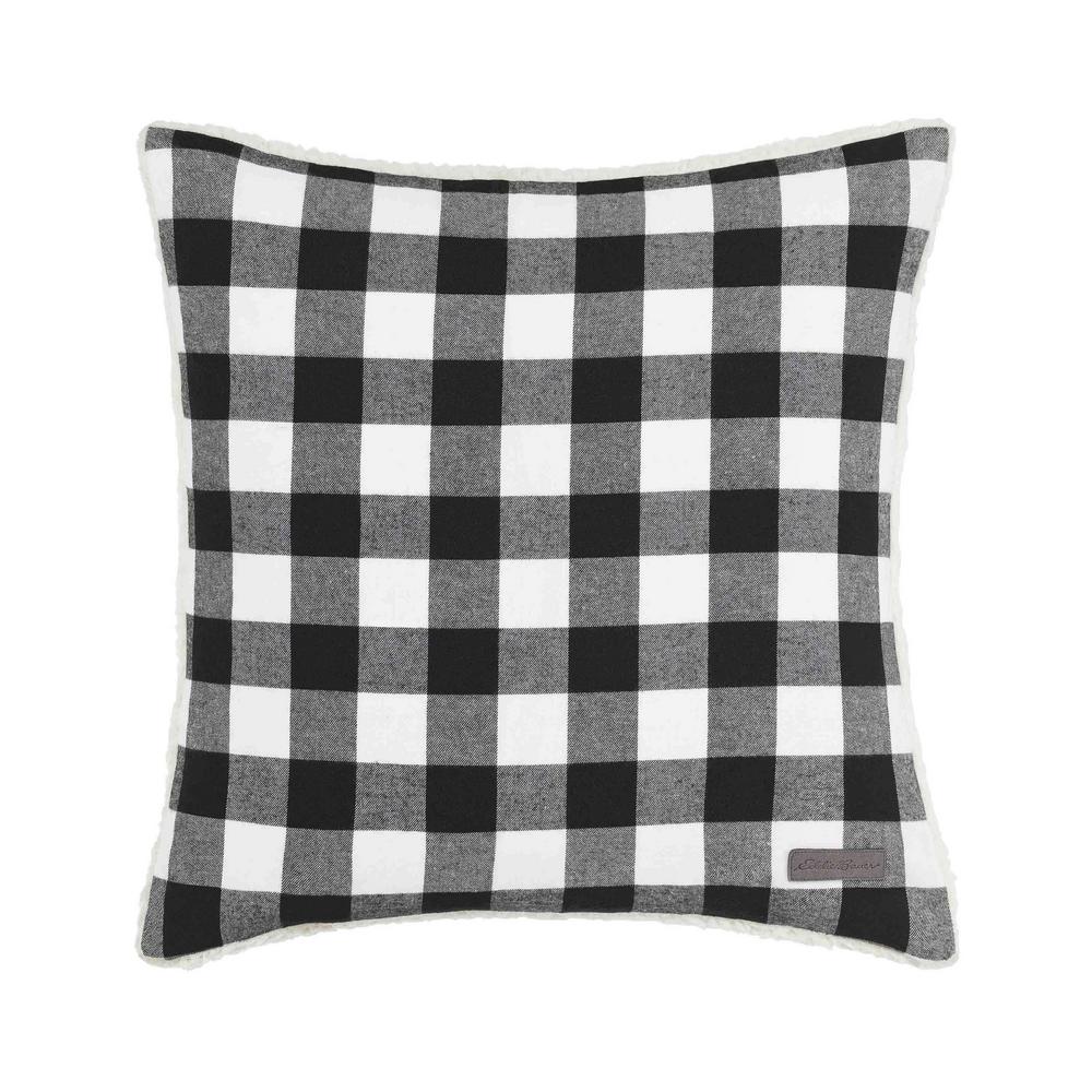 Eddie Bauer Cabin Black Plaid 20 In X 20 In Throw Pillow 224035 The Home Depot
